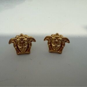 Gold Medusa Motif Stud Earrings